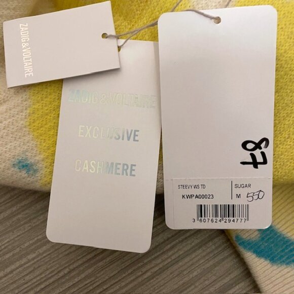 NWT Zadig & Voltaire Tie Dye Steevy Cashmere Pants Joggers Yellow Blue Medium - Picture 10 of 16